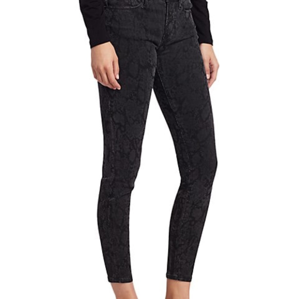 FRAME Le Skinny de Jeanne Mid-Rise Crop Python Jeans